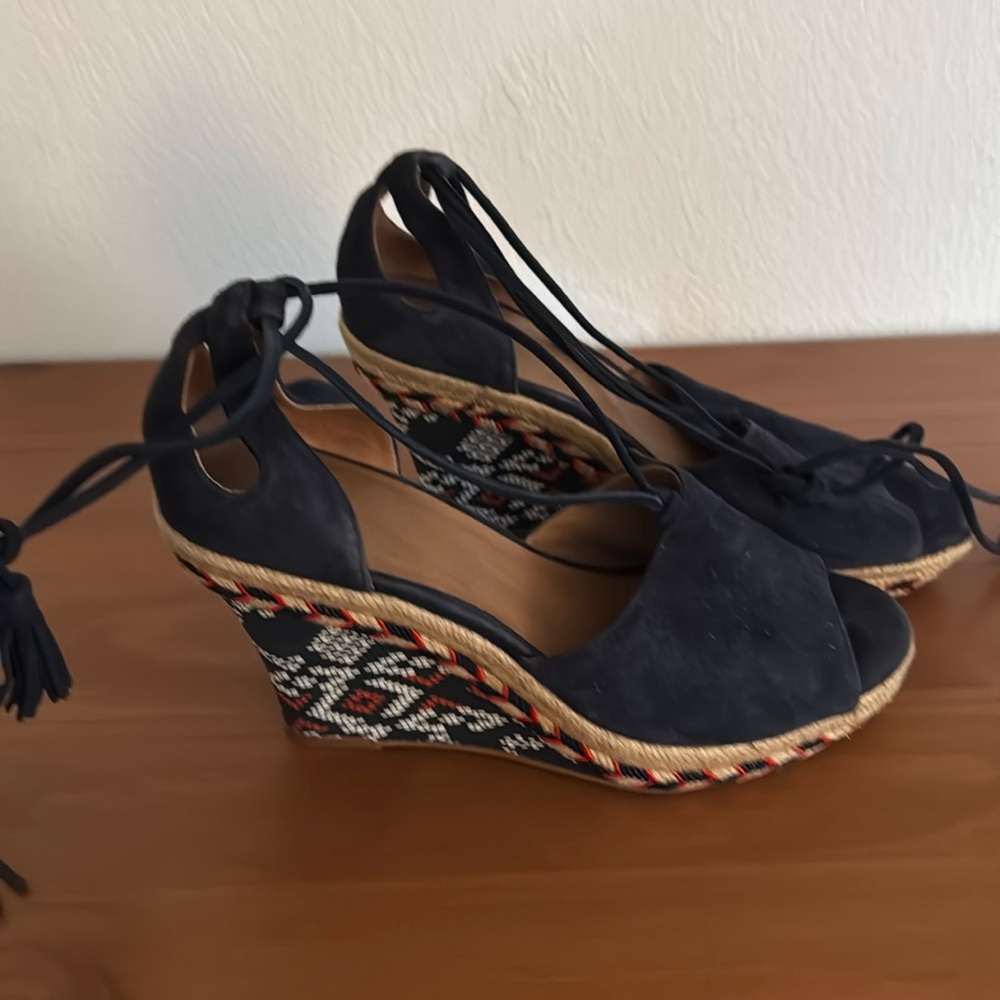 Cabo Wedge lace up platform sandals. Blue Suede. Multiple color